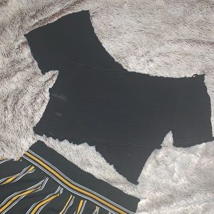 Black scrunch crop top